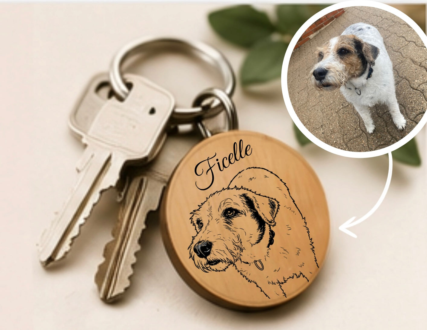 Porte clé en bois personnalisé chien ou chat