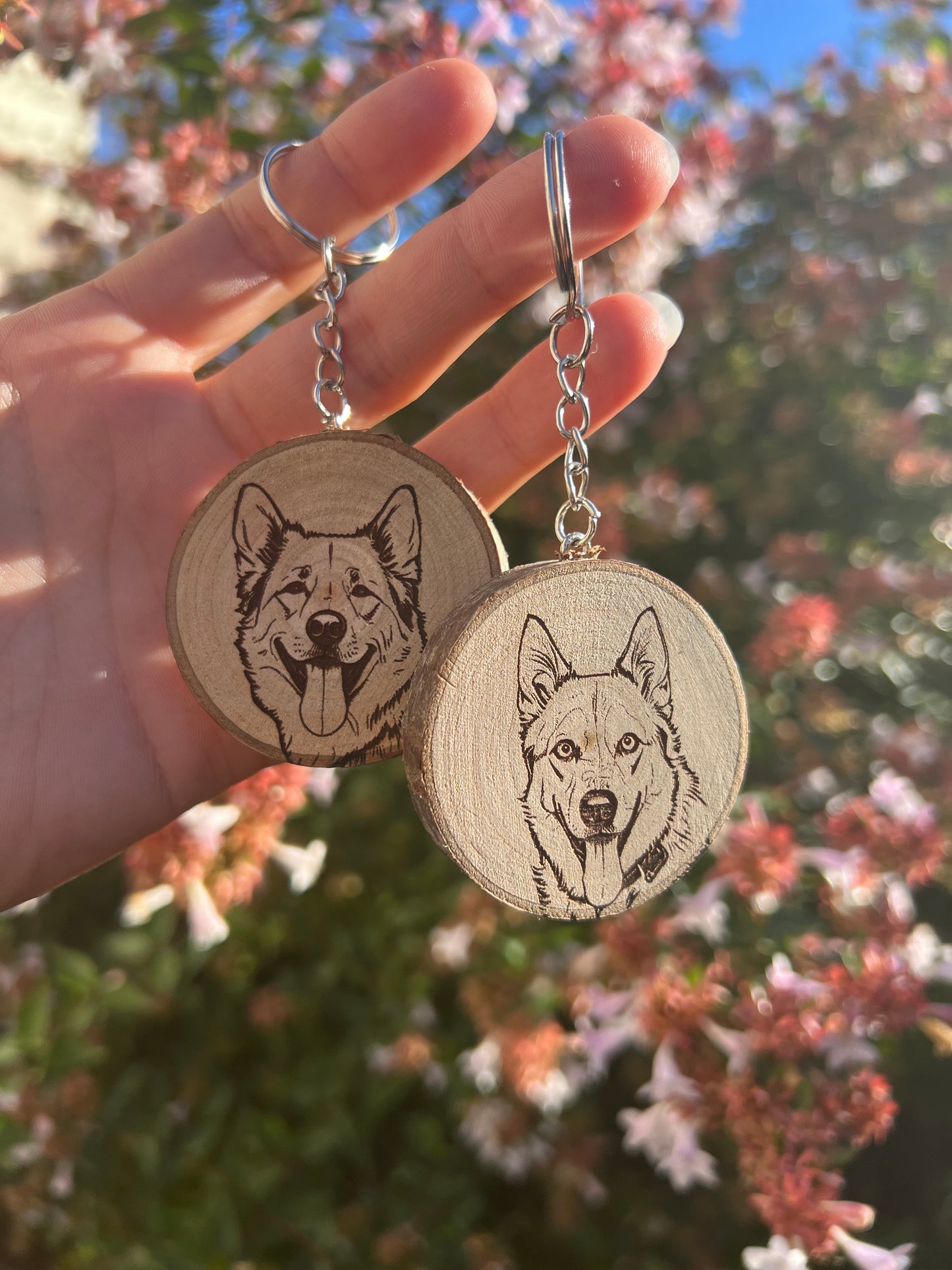 Porte clé en bois personnalisé chien ou chat